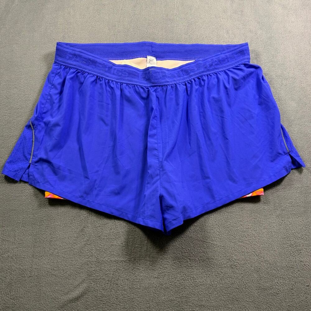 NWT Fabletics Blue Perforated Run 2-in-1‎ Shorts Women's 3XL Lined Athletic